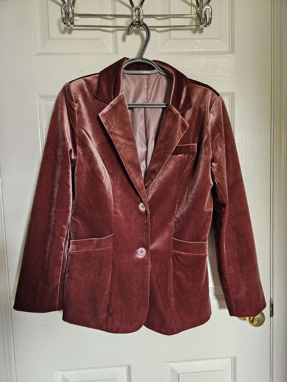 Women's Velvet Blazer Jacket in Rosewood - Unbranded